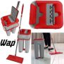 Balde MOP WAP Multiuso Duplo Compacto Lava e Seca 8 Litros Flat com Refil de Microfibra, Cinza com Vermelho