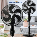 Ventilador Britânia, Coluna Mega turbo 30, 220V, Preto, 30cm, Hélice de 6 pás, 3 opções de Oscilação, Potência 70W