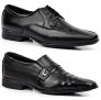 Kit 2 Pares Sapato Sociais Em Couro Polo State Premium Preto