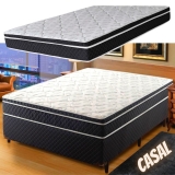Cama Box Casal Umaflex New Dubai com Molas Ensacadas 64x138x188cm – Preto/Branco