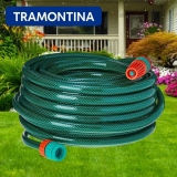 Mangueira Flex Tramontina Com Engates Rosqueados E Esguicho Em Pvc Verde 20 M