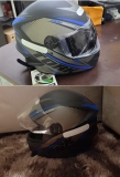 Capacete R8 Pro Tork Fechado 58 Preto/Azul Claro Viseira Fumê