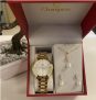 Relógio Feminino Champion, Kit com colar e brincos, linha Elegance dourado