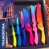 Jogo De Facas Tramontina Colorcut Com Lâminas Em Aço Inox E Cabos De Polipropileno Pintado 06 Peças