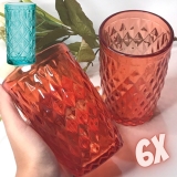 Copos de Vidro Conjunto 6 Peças Bico de Abacaxi Vermelho 360ml – Casambiente