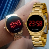 Relógio Lince Feminino Ref: Mdg4618l Vxkx Digital LED Dourado