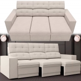 Sofá Retrátil Reclinável 3 Lugares Velosuede Lazio – Next Sofás Creme