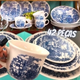 Aparelho De Jantar e Chá e Cafezinho 42 Peças Cena Inglesa Oxford
