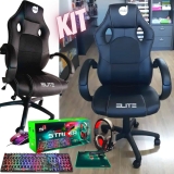 Cadeira Gamer Dazz Elite com Apoio de Braço + Combo Gamer 4 em 1 ELG Striker