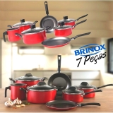 Jogo de Panelas Antiaderente Vermelho 7 Peças – La Cuisine By Brinox