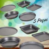 Conjunto de Assadeiras 5 Peças Milano Em Aço Carbono – Basic+ (2 Cores)
