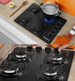 Cooktop à Gás Continental KC4GP 4 Bocas e Mesa em Vidro Temperado – Bivolt