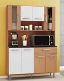 Kit Cozinha Poliman Móveis Gabi com Nicho para – Micro-ondas com Tampo 8 Portas 1 Gaveta MDP