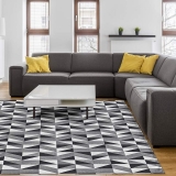 Tapete Dallas Para Sala Ou Quarto Antiderrapante Jacquard 1,35m x 1,00m Preto
