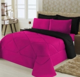 Edredom Casal Queen Dupla Face 1 Peça 150 Fios Pink/Preto