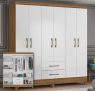 Guarda Roupas Casal com 6 Portas Panamá Nature / Branco