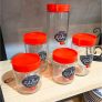 Potes Herméticos de Vidro Kitchen Vermelho 5 Peças – Casambiente