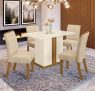 Conjunto Sala de Jantar Mesa 120cm Tampo MDF 4 Cadeiras Alana Casa 812