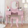 Penteadeira Patrimar Princesa com 4 Gavetas Banqueta e Espelho