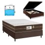 Cama Box Baú Casal Colchão Molas Flora Marrom / Branco 138x188x60cm