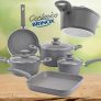 Jogo de Panelas Brinox Revestimento Cerâmico – de Alumínio Marble Cinza 5 Peças