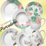 Aparelho de Jantar Jogo de Chá 16 Peças Germer – Porcelanas Redondo Floresta Urbana Capri