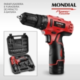 Furadeira e Parafusadeira Mondial Velocidade – Variável 3/8″ com Maleta 19 Peças PI-12MA