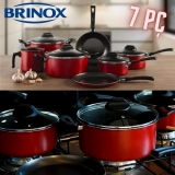 Conjunto de Panelas Antiaderentes Brinox Garlic Vermelho – 7 Peças