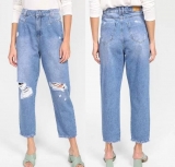Calça Jeans Sawary Rasgada Cintura Alta Feminina