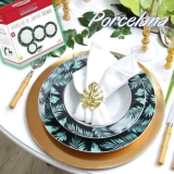 Aparelho de Jantar Chá 20 Peças Hauskraft – Porcelana Branco Folhas