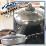 Frigideira Alta com Tampa, Chilli, 24cm, Prata, Brinox