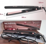 Chapinha | Prancha Mondial P-27 com Chapas de Cerâmica 220°C com Emissão de Íons Black Rose – Bivolt