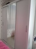 Guarda Roupa Casal com Espelho 3 Portas de Correr Luna