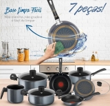 Conjunto De Panelas Rochedo Limpa Fácil Grafite – 7 Peças