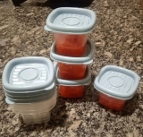 Conjunto de Potes Quadrados Pop com 8 Unidades Plasútil Vermelho