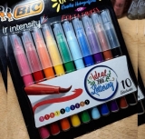 Caneta Hidrográfica BIC Intensity Brush Pens, Ponta Pincel, Traço Fino ou Grosso, 10 Cores