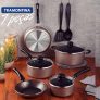 Jogo de Panelas Tramontina Cooking com Revestimento Interno e Externo Antiaderente Starflon Max 7 peças – Champagne