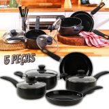 Jogo de Panelas Happy Day Cinza Chumbo 5 Peças – La Cuisine