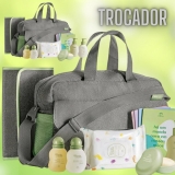 Conjunto Bolsa com Alça Transversal e Trocador Mamãe e Bebê