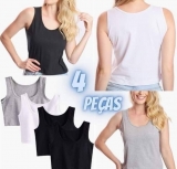 Kit 4 Blusas Cropped Blusinha Feminina Tshirt Regata Basic Fashion