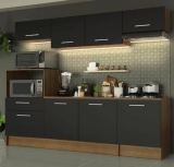 Cozinha Completa Madesa Onix 240001 com Armário e Balcão – Rustic/Preto