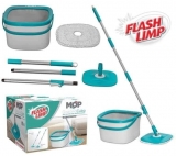 Mop giratório Cubo, balde com 9 litros, MOP0600, Flash Limp, Cinza/ Verde