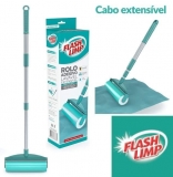 Rolo Adesivo Lavável com Cabo Extensível, remove poeira, pelos e fiapos, FLP7672, Flash Limp
