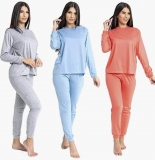 Kit 3 Conjuntos Pijama Feminino Longo Super Fresquinho