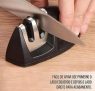 Mimo Style Amolador de Facas Manual, Material de Aço Inox e Plástico Emborrachado de Ótima Qualidade, Leve e Fácil de Manejar, Formato Ergonômico e Prático, Possui Dois Encaixes (Amolar e Afiar)