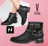 Bota Cano Curto Vizzano Tiras Tachas Feminina