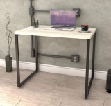 Mesa para Escritório Office Estilo Industrial 0,90m Kuadra Snow/Est.Preta
