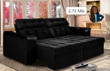 Sofá New Itália 2,72 Mts Retrátil e Reclinável Tecido Suede – Cama InBox