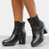 Bota Mooncity Cano Médio Tratorada Elástico Fivela Feminina