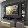 Painel com Suporte TV 60″ e Prateleiras Vidro Nairóbi Multimóveis